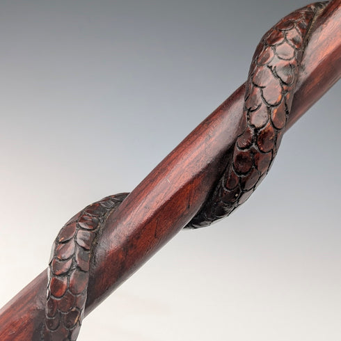 復古蛇裝飾棕色軸旋鈕手杖手杖 90 厘米